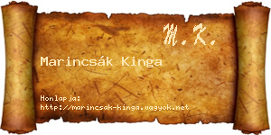 Marincsák Kinga névjegykártya